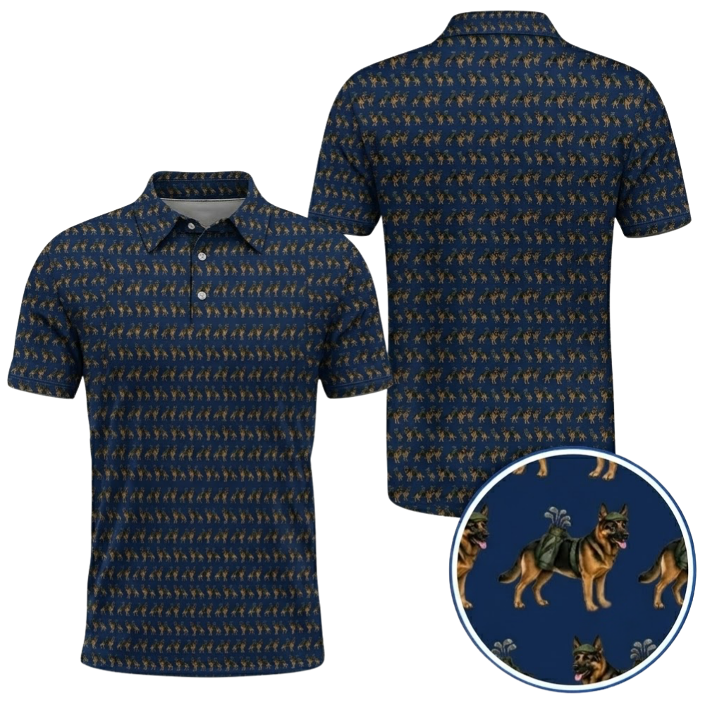 German Shepherd Golf Polo Shirt For Men, German Shepherd Golf Shirt GZ0385
