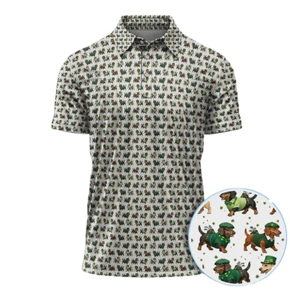 Dachshund Patrick Day Golf Polo Shirt For Mens, Dachshund Lover St Patrick's Day Golf Shirts GE0258