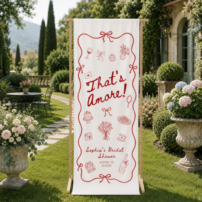 Custom That's Amore Brial Shower Fabric Welcome Sign, Custom Italy Bridal Shower Party Banner WD0485