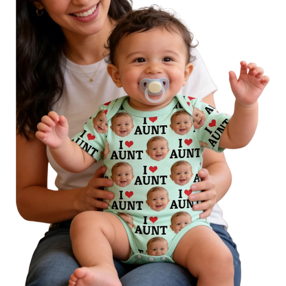 Custom I Love Baby Face Bodysuit, Custom Photo Baby Bodysuit BB0311