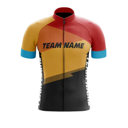 Custom Red And Yellow Cycling Team Short Sleeve Jersey For Men, Custom Team Cycling Jerseys CG0509