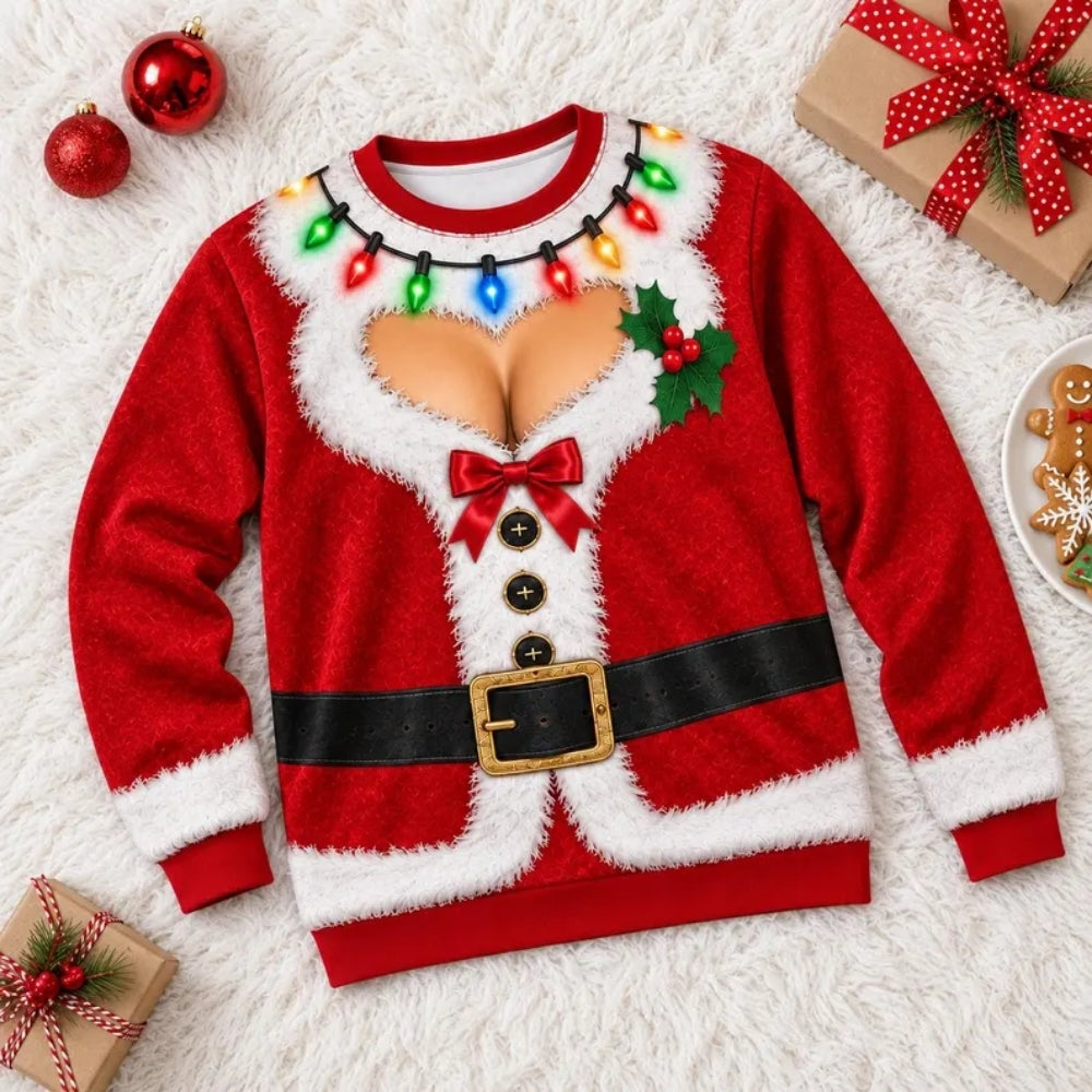 Santa Suit Funny Christmas Sweatshirt For Women Men, Christmas Funny Sweatshirt 2D1043