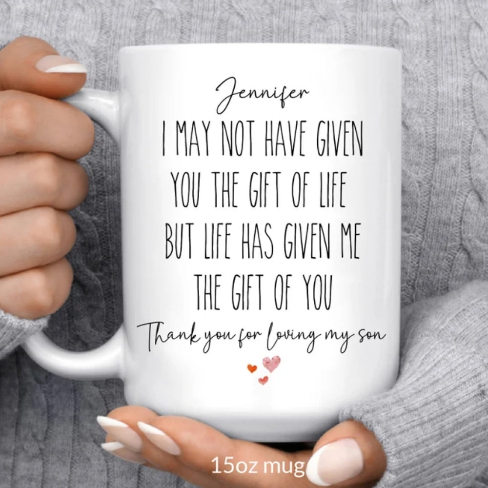 Thank You For Loving My Son Personalized Daughter In Law Mug, Custom Wedding Mug For Daughter In Law WD0102
