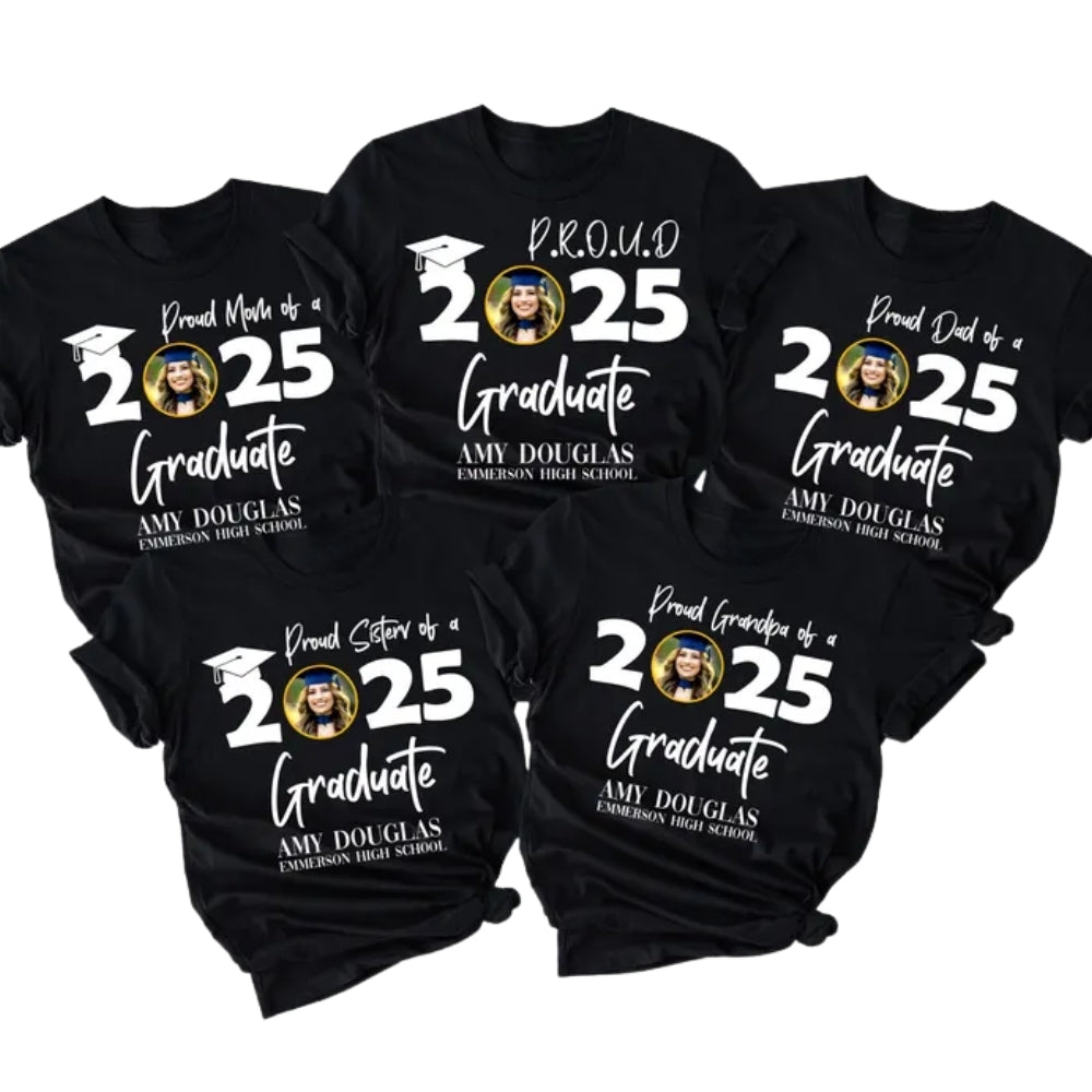 Proud Graduate Custom Photo Matching Family T Shirt, Personalized Family Matching Shirts For Graduation ET0190