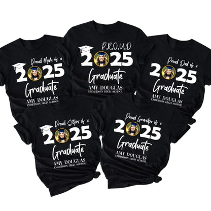 Proud Graduate Custom Photo Matching Family T Shirt, Personalized Family Matching Shirts For Graduation ET0190