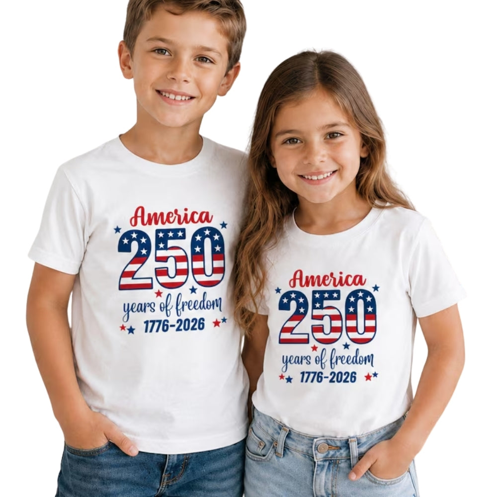 250 Years of Freedom USA Flag Matching Family T Shirt, Matching 4th Of July Shirt For Family ET0731