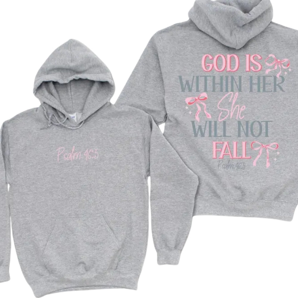 God Is Within Her She Will Not Fall Hoodie, Christian Bible Verse Hoodie 2D0310