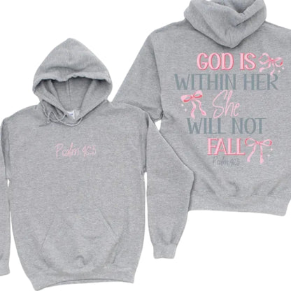God Is Within Her She Will Not Fall Hoodie, Christian Bible Verse Hoodie 2D0310
