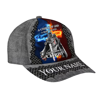 A Child Of God A Man Of Faith A Warrior Of Christ Custom Knight Templar Baseball Cap, Custom Christian Caps CP0147