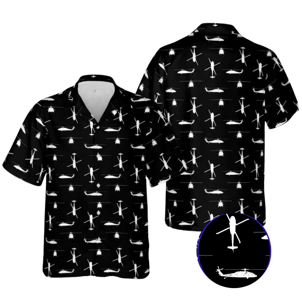 UH-60 Black Hawk Aircraft Hawaiian Shirt For Men, Military Airplane Hawaiian Shirt HE0784