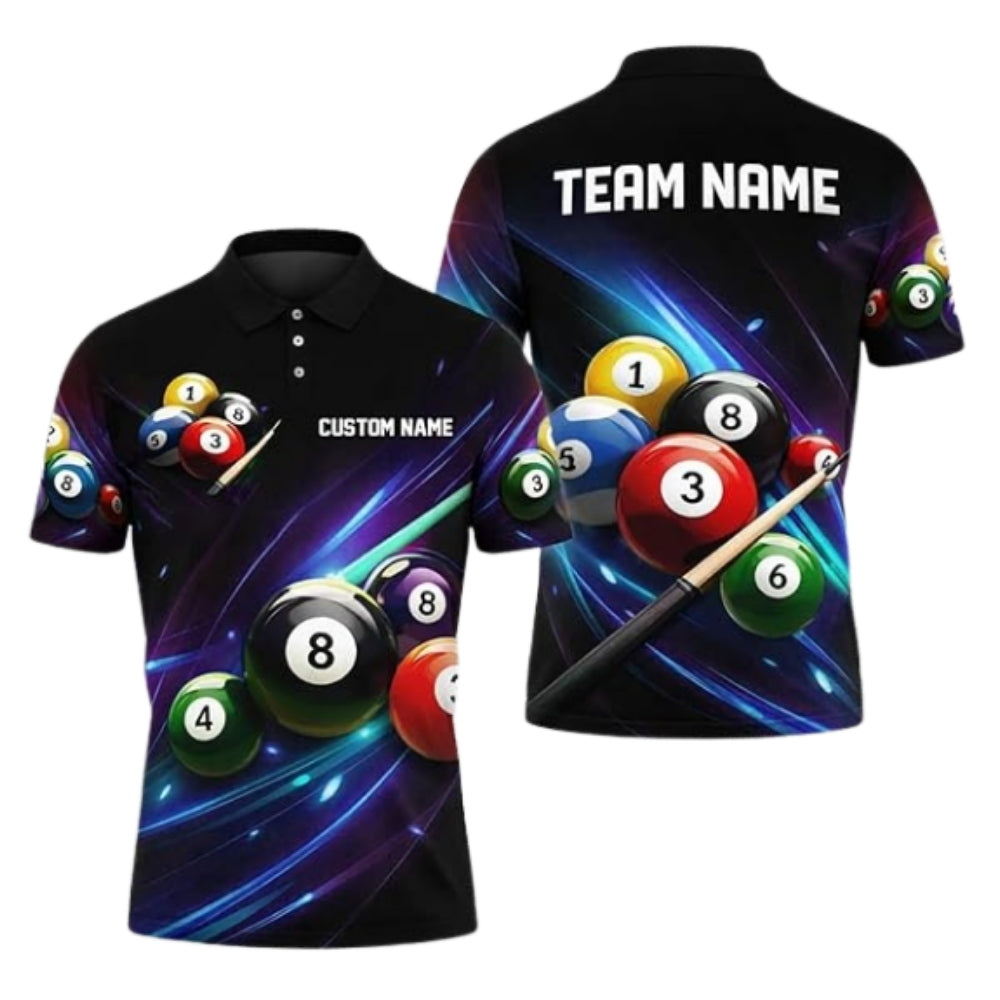 Custom Team Lightning Purple Billiard Polo Shirt For Men, Custom Billiard Shirts BIZ0289