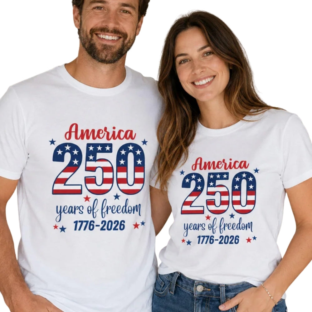 250 Years of Freedom USA Flag Matching Family T Shirt, Matching 4th Of July Shirt For Family ET0731