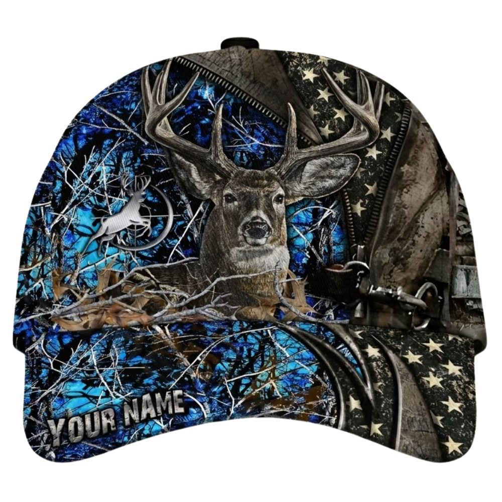Deer Hunting Custom USA Flag Camo Baseball 3D Printed Cap, Custom Hunting Lover Cap Hat CP0543