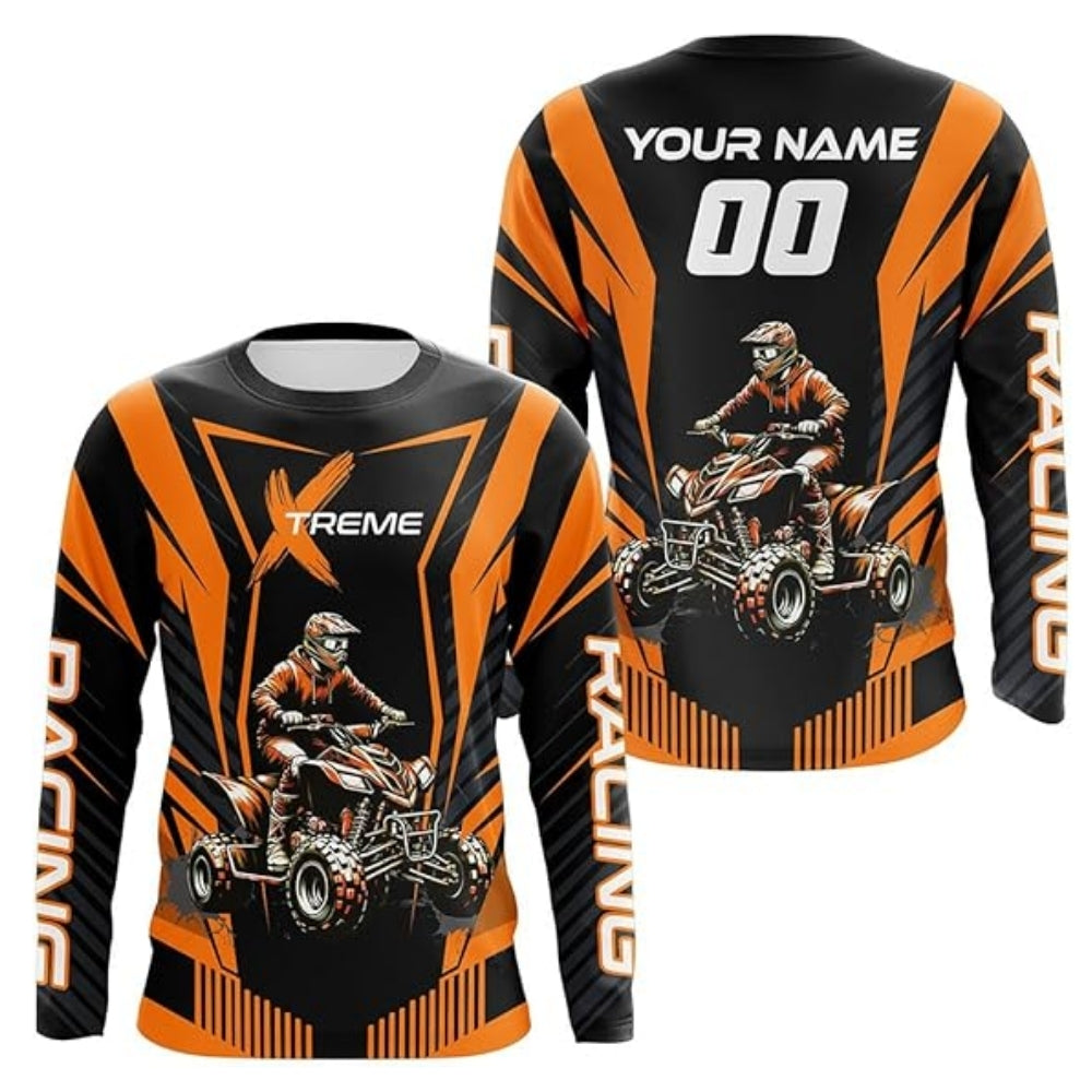 Custom Men's ATV Racing Long Sleeve Shirt With Name And Number, Custom ATV Motocross Jerseys MZ0034