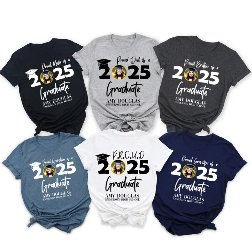 Proud Graduate Custom Photo Matching Family T Shirt, Personalized Family Matching Shirts For Graduation ET0190