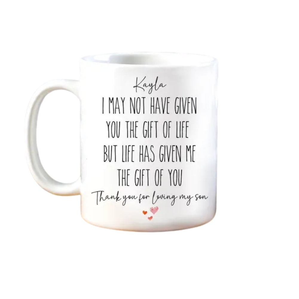 Thank You For Loving My Son Personalized Daughter In Law Mug, Custom Wedding Mug For Daughter In Law WD0102