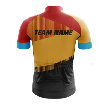 Custom Red And Yellow Cycling Team Short Sleeve Jersey For Men, Custom Team Cycling Jerseys CG0509