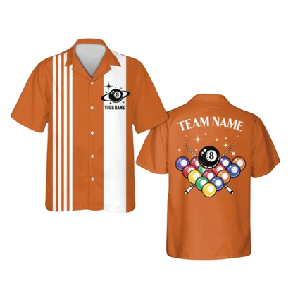 Custom Retro Black And White Billiard Hawaiian Shirt For Mens, Custom Retro Billiard Team Shirts BIE0041