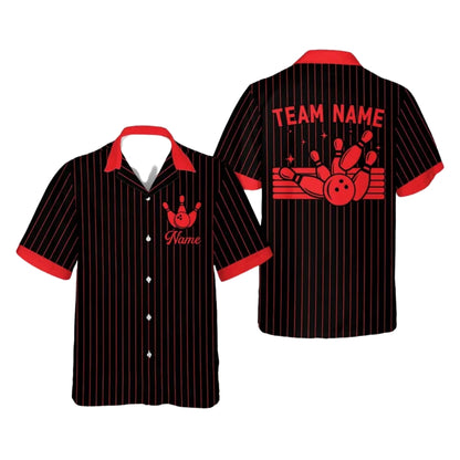 Custom Team Stripe White And Pink Bowling Hawaiian Shirt For Women Men, Custom Bowling Team Shirts BE0157