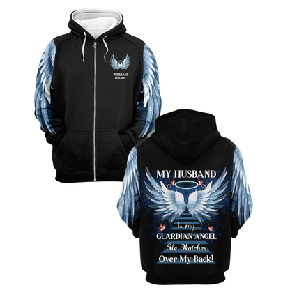 My Love Is My Guardian Angel Personalized All Over Print Zipper Hoodie SO1512