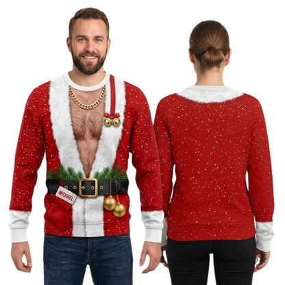 Santa Body Custom Name 3D Christmas Sweatshirt, Custom Funny Xmas Sweatshirt For Men 2D1044