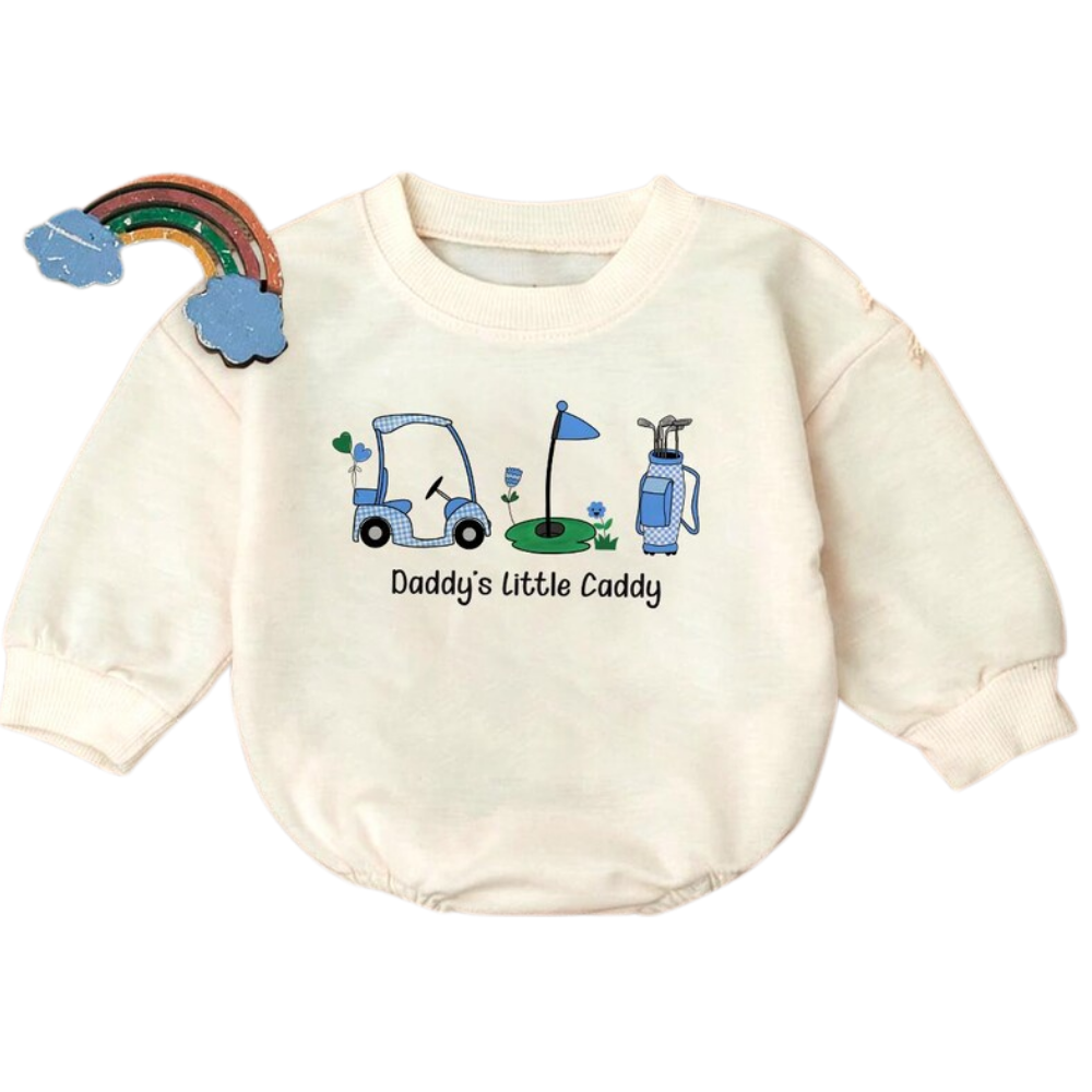 Daddy's Little Caddy Baby Romper Sweatshirt, Golf Baby Romper Sweater BB0495