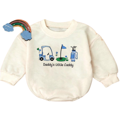 Daddy's Little Caddy Baby Romper Sweatshirt, Golf Baby Romper Sweater BB0495