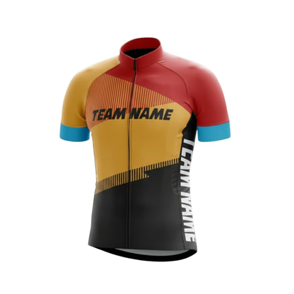 Custom Red And Yellow Cycling Team Short Sleeve Jersey For Men, Custom Team Cycling Jerseys CG0509