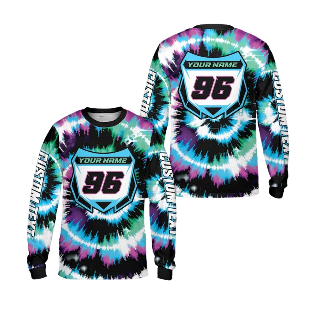 Custom Tie Dye Motocross Long Sleeve Jerseys For Mens, Custom Tie Dye Motocross Shirts ME0007