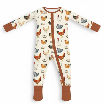 Rosster Chicken Baby Convertible Zipper Romper, Chicken Lover Baby Romper Convertible BB0628
