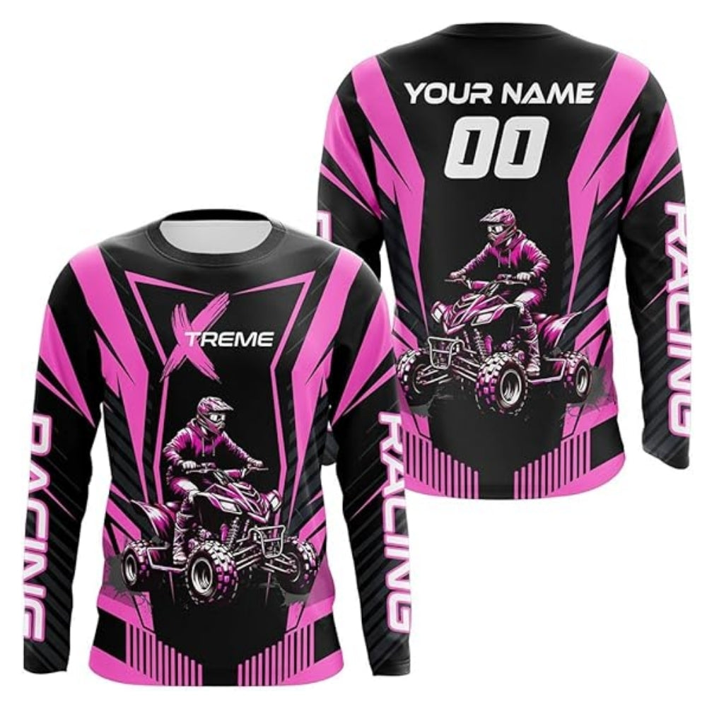 Custom Men's ATV Racing Long Sleeve Shirt With Name And Number, Custom ATV Motocross Jerseys MZ0034