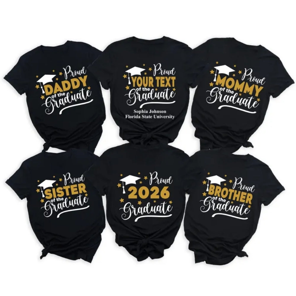 Proud Of The Graduate Personalized Matching Family T Shirts, Custom Graduation Family Shirts ET0191