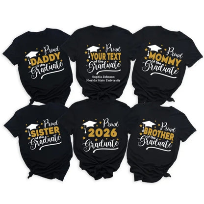 Proud Of The Graduate Personalized Matching Family T Shirts, Custom Graduation Family Shirts ET0191