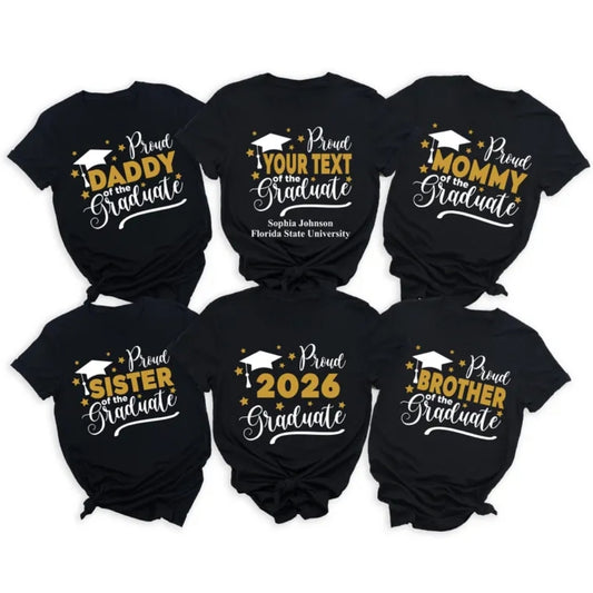 Proud Of The Graduate Personalized Matching Family T Shirts, Custom Graduation Family Shirts ET0191