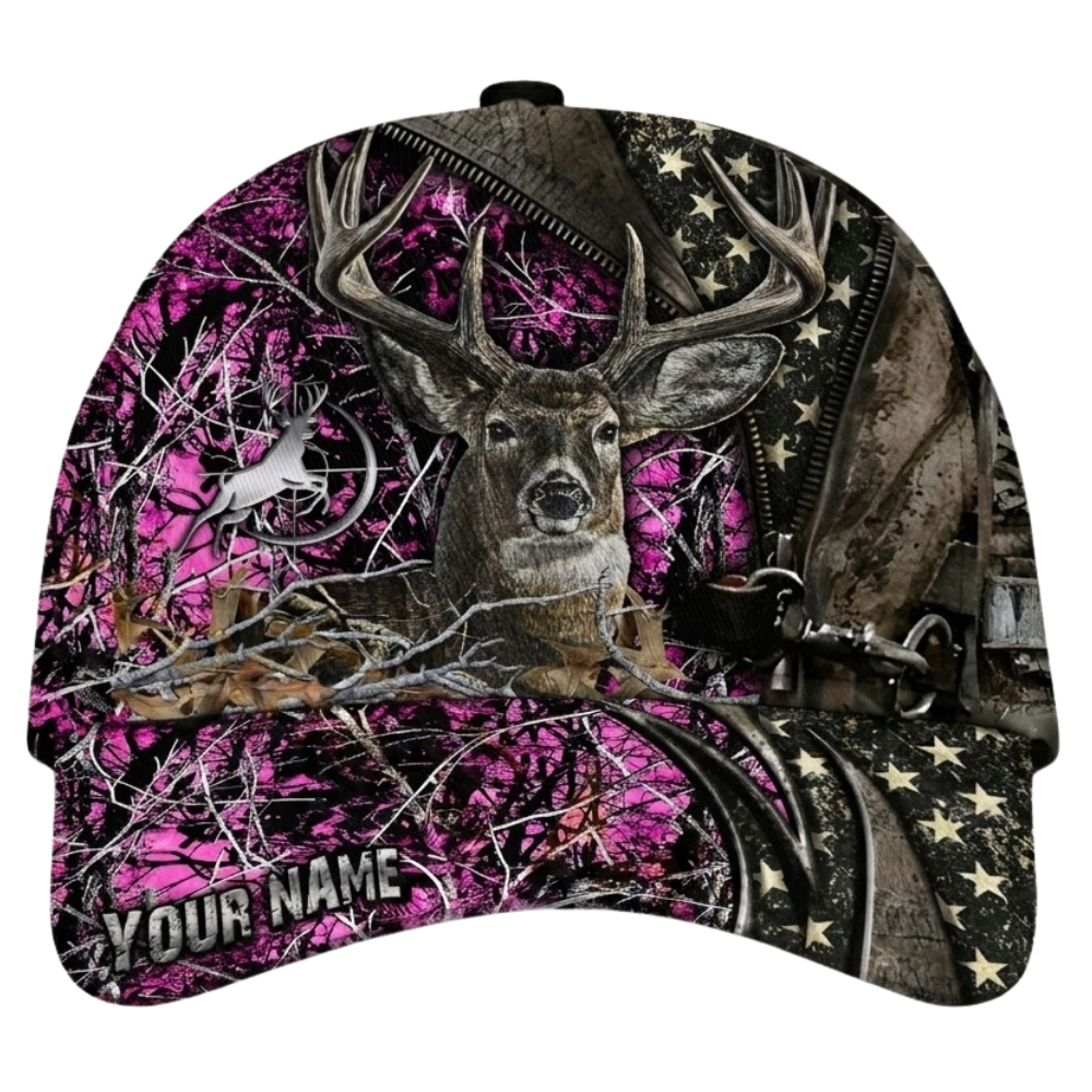 Deer Hunting Custom USA Flag Camo Baseball 3D Printed Cap, Custom Hunting Lover Cap Hat CP0543