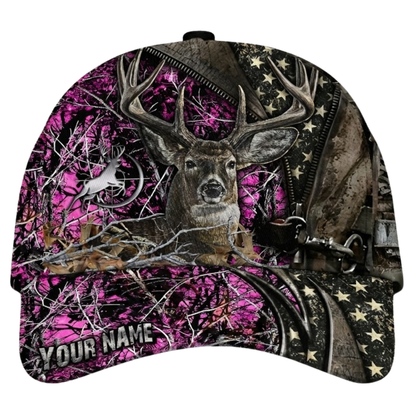 Deer Hunting Custom USA Flag Camo Baseball 3D Printed Cap, Custom Hunting Lover Cap Hat CP0543