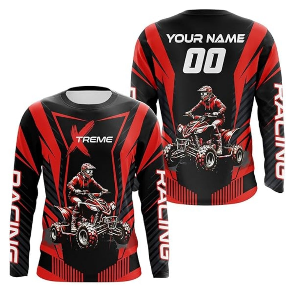 Custom Men's ATV Racing Long Sleeve Shirt With Name And Number, Custom ATV Motocross Jerseys MZ0034