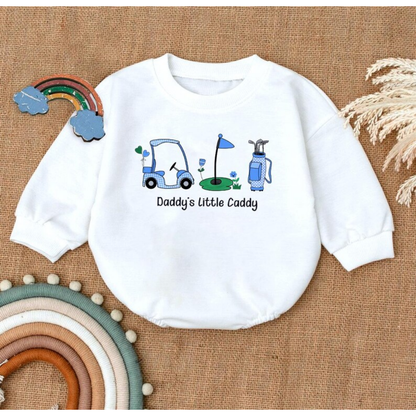 Daddy's Little Caddy Baby Romper Sweatshirt, Golf Baby Romper Sweater BB0495