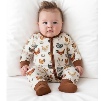 Rosster Chicken Baby Convertible Zipper Romper, Chicken Lover Baby Romper Convertible BB0628