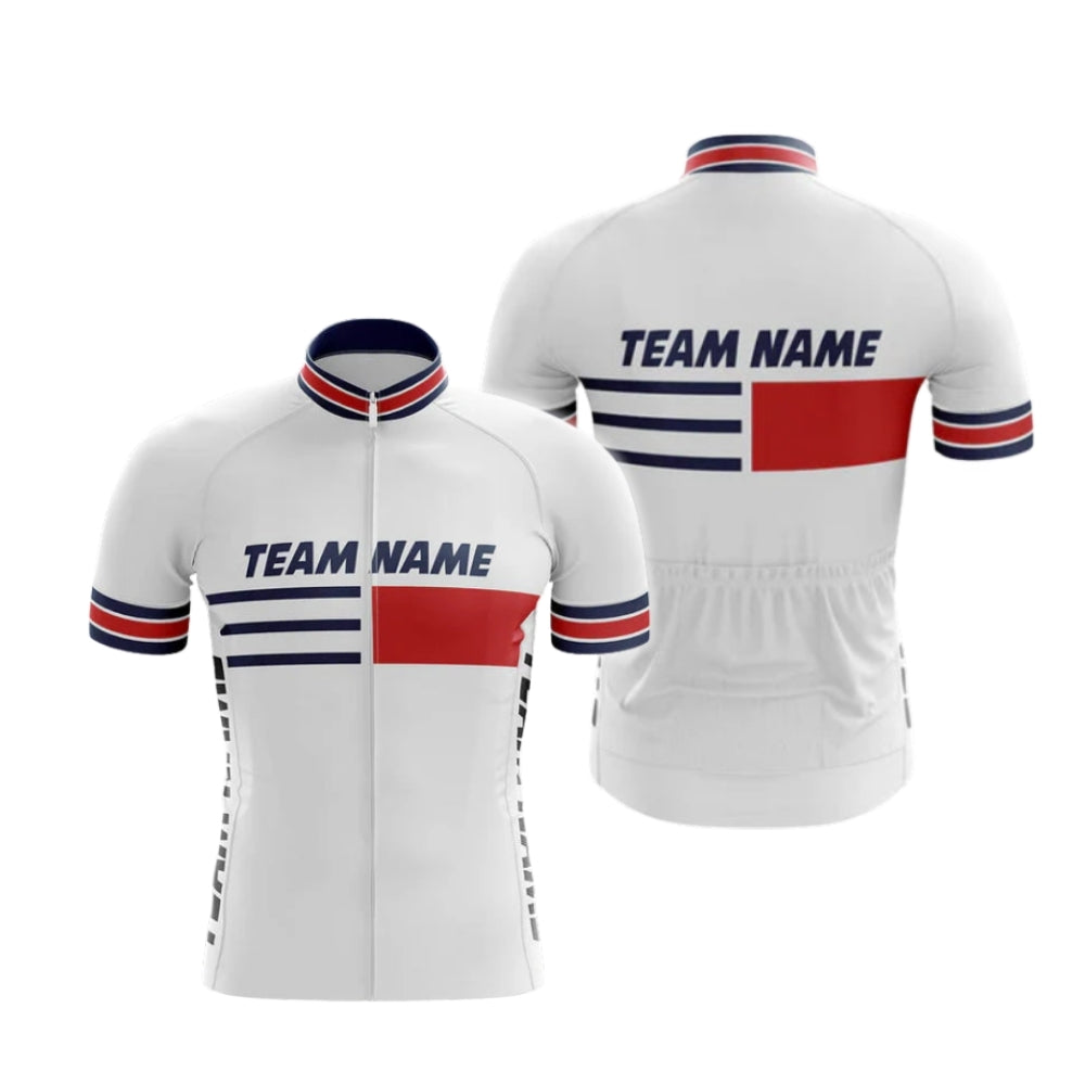 Custom Team White And Red Short Sleeve Cycling Jersey For Men, Custom Cycling Jerseys For Team CG0510