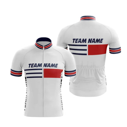 Custom Team White And Red Short Sleeve Cycling Jersey For Men, Custom Cycling Jerseys For Team CG0510