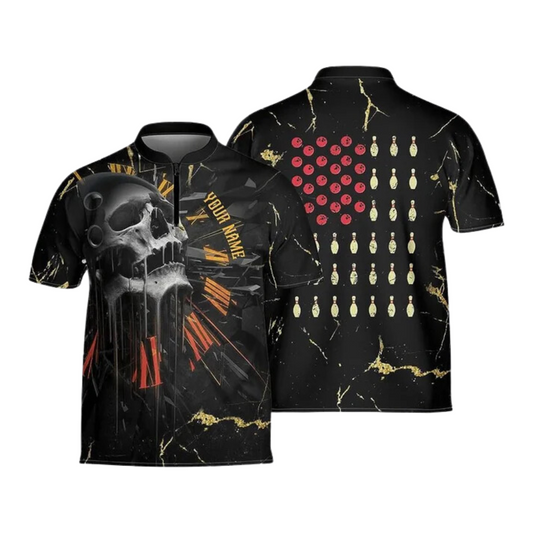 Custom Skull Patriotic Bowling Jersey Unisex BO0157