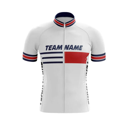 Custom Team White And Red Short Sleeve Cycling Jersey For Men, Custom Cycling Jerseys For Team CG0510