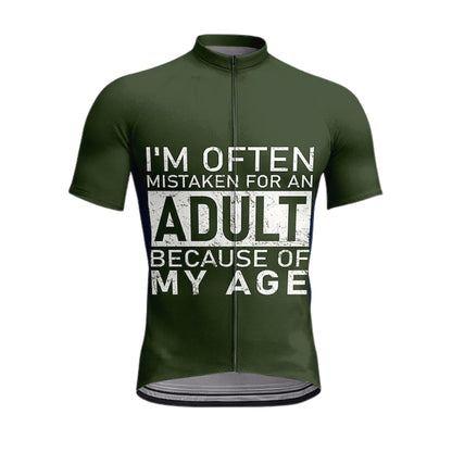 I'm Often Mistaken For An Adult Because Of My Age Short Sleeve Cycling Jersey For Men, Red And White Funny Cycling Jerseys CZ0156