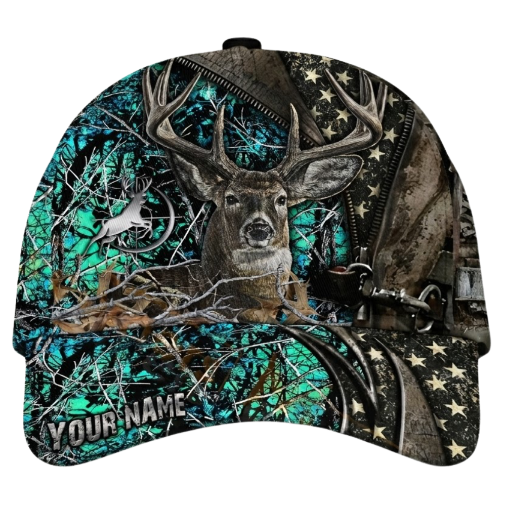 Deer Hunting Custom USA Flag Camo Baseball 3D Printed Cap, Custom Hunting Lover Cap Hat CP0543