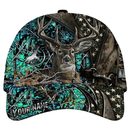 Deer Hunting Custom USA Flag Camo Baseball 3D Printed Cap, Custom Hunting Lover Cap Hat CP0543