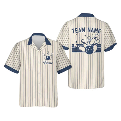Custom Team Stripe White And Pink Bowling Hawaiian Shirt For Women Men, Custom Bowling Team Shirts BE0157