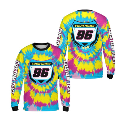 Custom Tie Dye Motocross Long Sleeve Jerseys For Mens, Custom Tie Dye Motocross Shirts ME0007