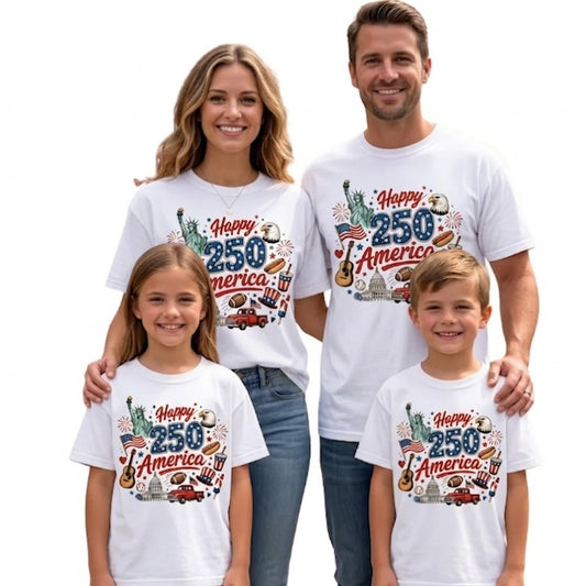 Happy 250th American Anniversary Matching Family T Shirt, Matching Independence Day Family Shirts ET0733