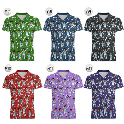 Custom Face Golf Polo Shirt For Men, Custom Photo Golf Shirts GE0345